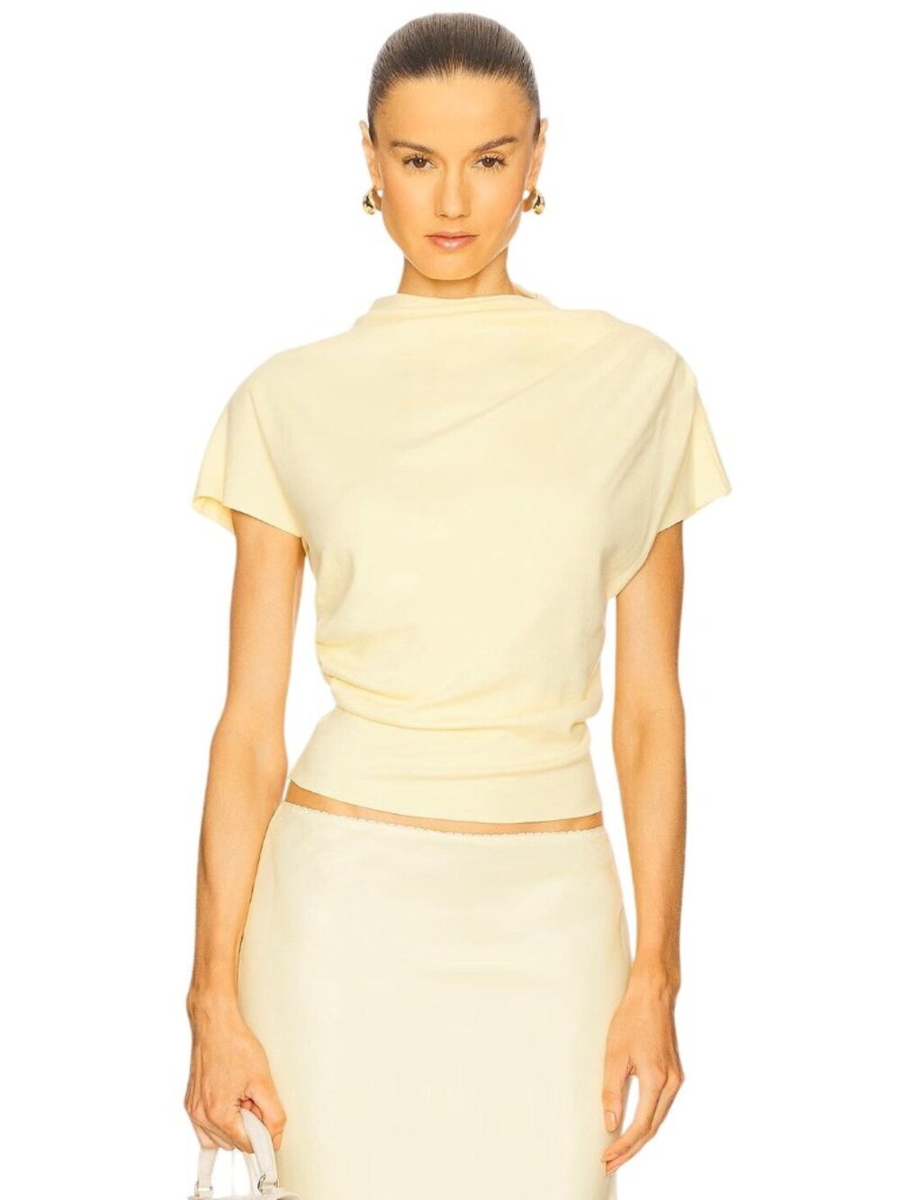 Line & Dot x REVOLVE Walker Draped Top in Light Yellow Small Womens Blouse